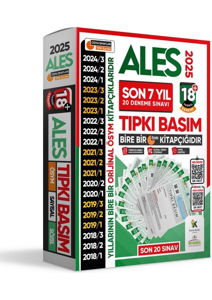 2025 Ales Ösym Tıpkı Basım En Ekonomik Çıkmış Soru 18+ Deneme Paketi Video/PDF Çözüm Türkiye Geneli