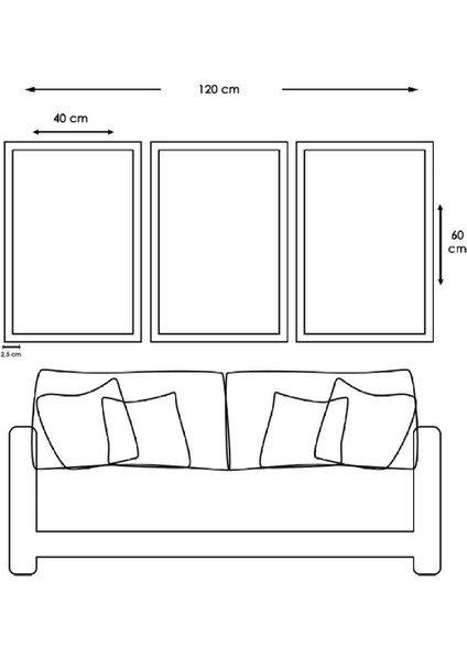 Minimalist Çiçek Soyut Desen Gold Pleksi Kenar 3'lü Mdf Tablo