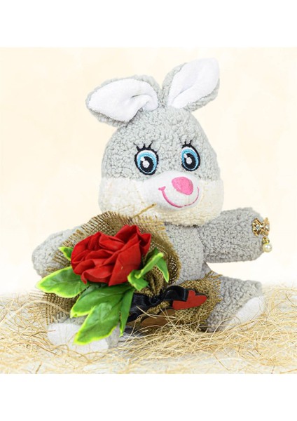 Elinde Gül Tutan 25 cm Romantik Tavşan fırsatları