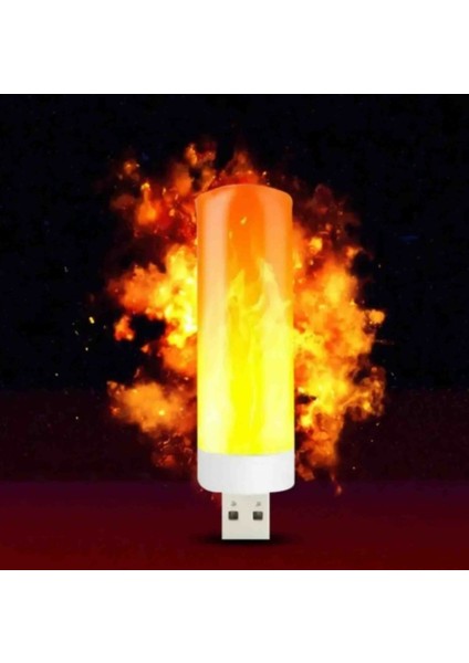 USB LED Işığı Alev Yanıp Sönen Mum Işıkları Lamba Için Güç Banka Kamp Aydınlatma Çakmak Etkisi Işık