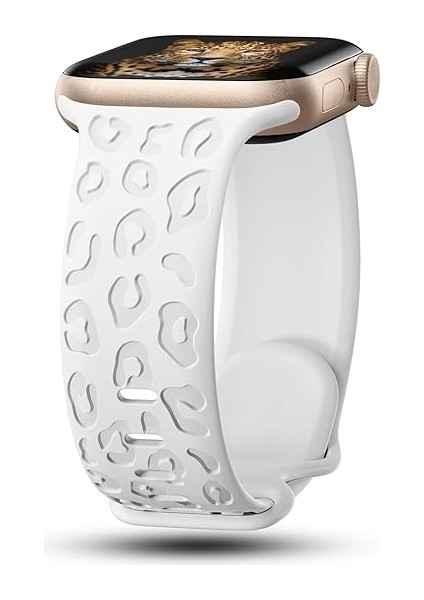 Apple Watch 10 42MM - 38/40/41MM Kordon Leopar Desen Yumuşak Silikon Kordon 2/3/4/5/6/se/7/8/9