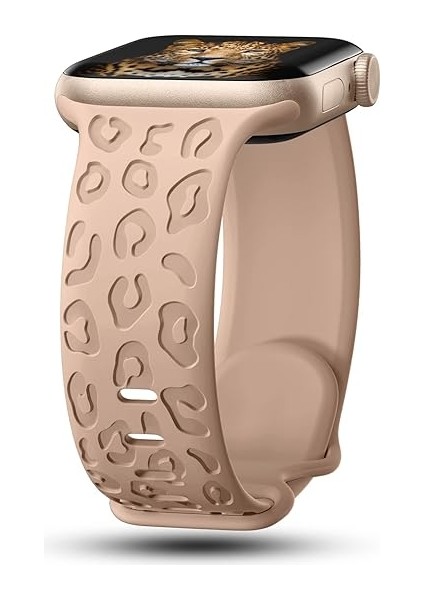 Apple Watch 44/45/46/49mm Kordon Leopar Desen Yumuşak Silikon Kordon 2/3/4/5/6/se/7/8/9/10/11/ultra