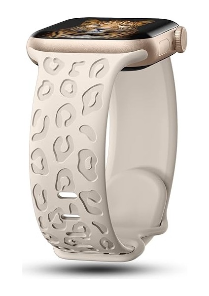 Apple Watch 10 42MM - 38/40/41MM Kordon Leopar Desen Yumuşak Silikon Kordon 2/3/4/5/6/se/7/8/9