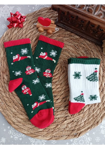 2'li Noel-Yılbaşı Konsept Unisex Çocuk Çorap 7-8/ 9-10/ 11-12 Yaş modelleri