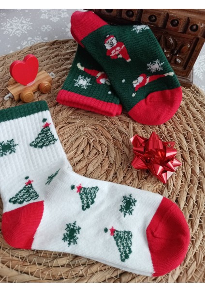 2'li Noel-Yılbaşı Konsept Unisex Çocuk Çorap 7-8/ 9-10/ 11-12 Yaş fiyatları