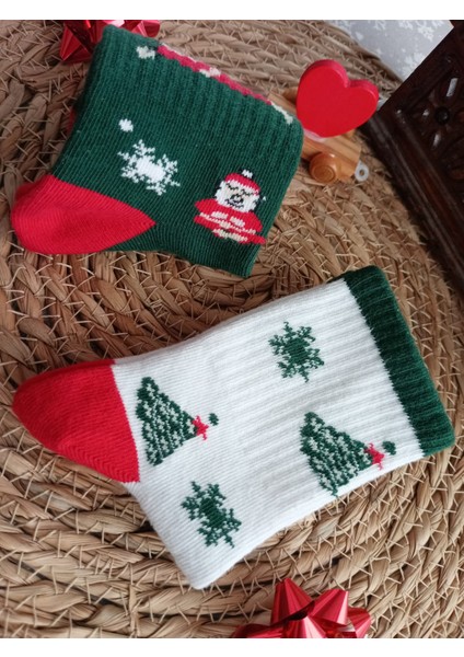 2'li Noel-Yılbaşı Konsept Unisex Çocuk Çorap 7-8/ 9-10/ 11-12 Yaş fırsatları