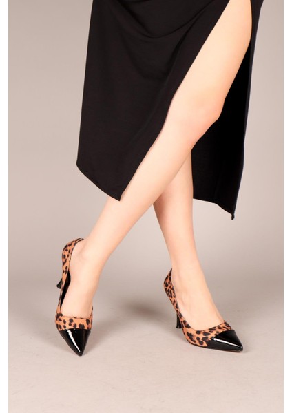 MAEVE Rugan Garnili Leopar Stiletto SİYAH modelleri