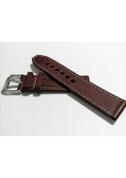 Fado& Fosil Uyumlu &her Saate Uyumlu Greyzi Deri Saat Kordonu 22 mm (69 ) Bordo