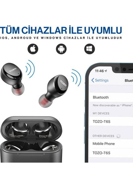 T6S Ipx8 Su Geçirmez Enc Gürültü Engelleme Bluetooth 5.3 Kablosuz Kulaklık fırsatları