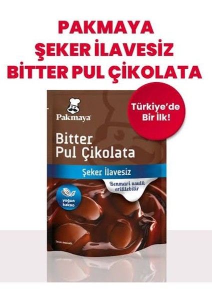 Şekersiz Bitter Pul Çikolata 70 gr x 3 Adet