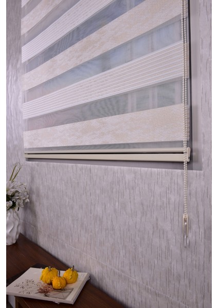 Krem Pliseli Etek Dilimsiz Ds 10790-V6 Zebra Stor Güneşlik Perde