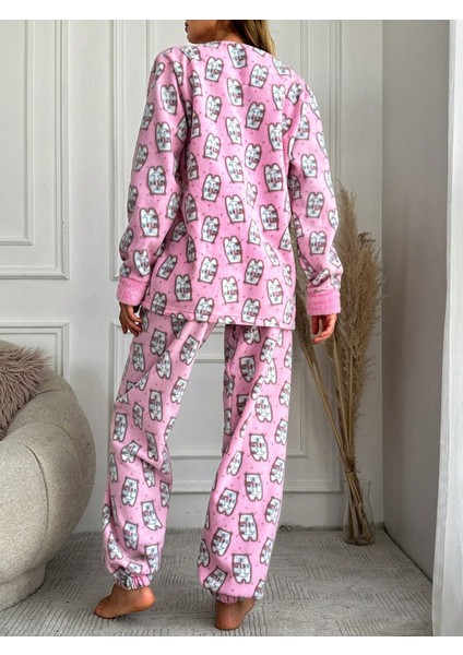 Paça Lastik Detaylı Polar Ikili Pijama Takımı VG006 fırsatları