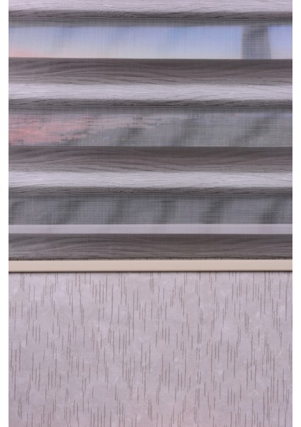 Gri Kendinden Desenli Etek Dilimsiz Ds 11714-V5 Zebra Stor Güneşlik Perde modelleri