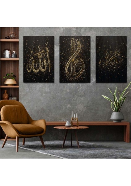 Allah Muhammed Lafzı 3'lü Mdf Tablo Set