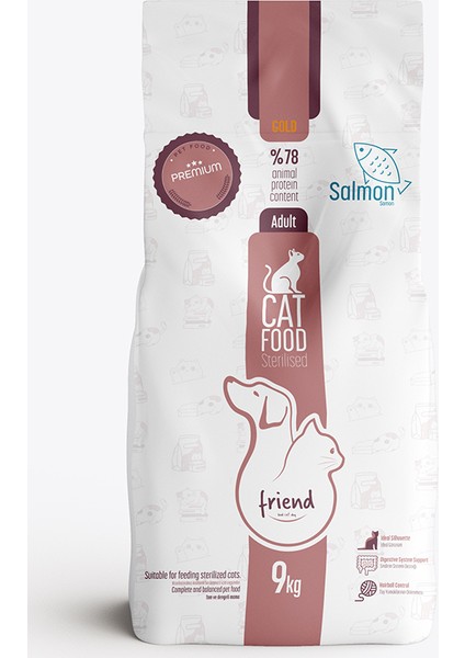 Friend Pet Premium Gold Kısırlaştırılmış Kedi Maması Somonlu 9 Kilo %100 Yeme Garantili fiyatları