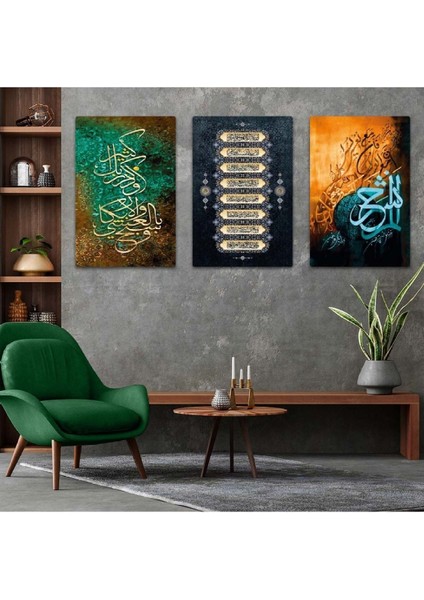 Dini Ayet 3'lü Mdf Tablo Set