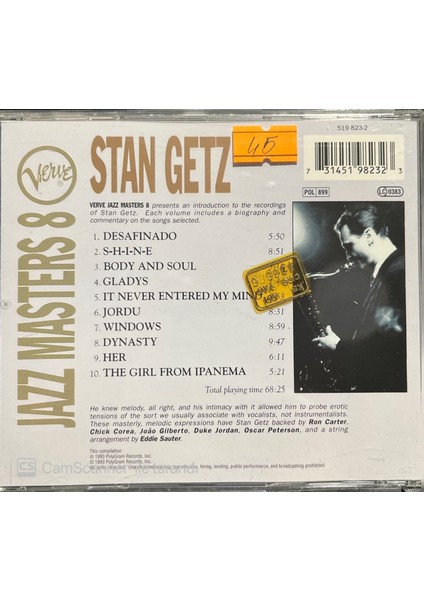 Sta Getz – Jazz Masters 8 CD