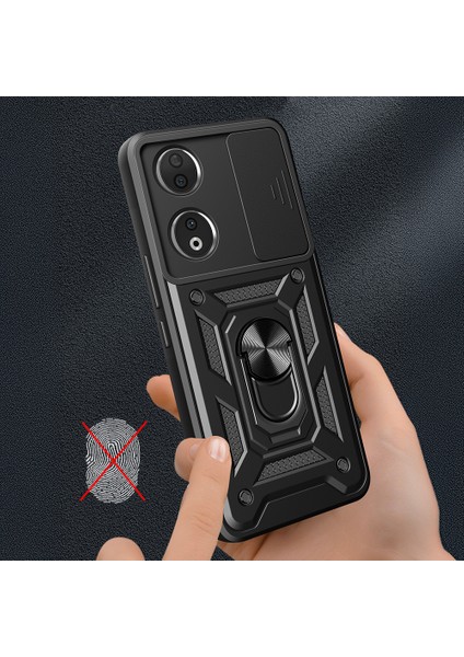 Honor 90 Kılıf Magnetik Standlı Kamera Korumalı Sürgülü Vega Tank Kapak