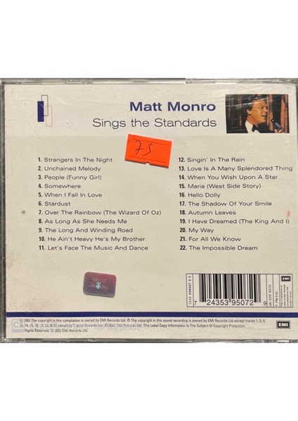 Matt Monro – Sings The Standards CD