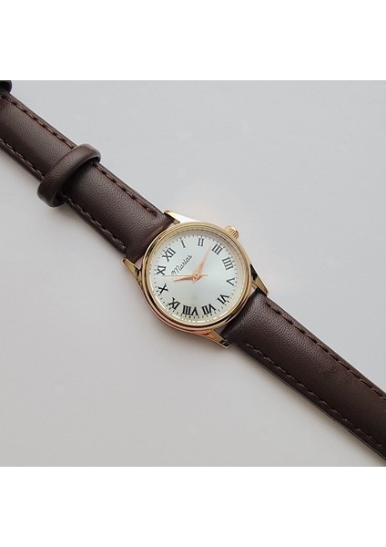 Retro Kadın Kol Saati, Roma Rakamlı Kadran, Vintage, Minimal, Rose Gold, Kahverengi Kordon indirimleri