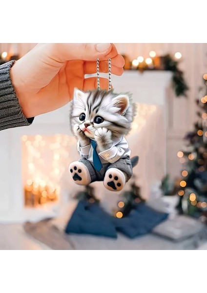 Kedi Figürlü 3 Boyutlu Anahtarlık (Masum)