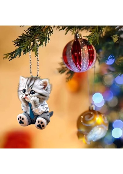 Kedi Figürlü 3 Boyutlu Anahtarlık (Masum)