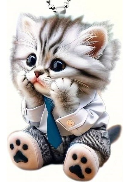 Kedi Figürlü 3 Boyutlu Anahtarlık (Masum)