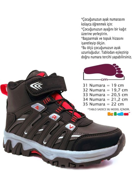 ARV265 Termal Erkek Çocuk Trekking Bot Siyah Kırmızı modelleri