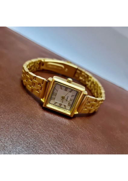 Tekno Trust Altın Rengi Roma Rakamlı Minimal Köşeli Retro/vintage Tasarım Kadın Kol Saat fiyatları