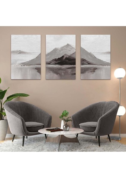 Kolaj Çizim Dağ 3'lü Mdf Tablo Set