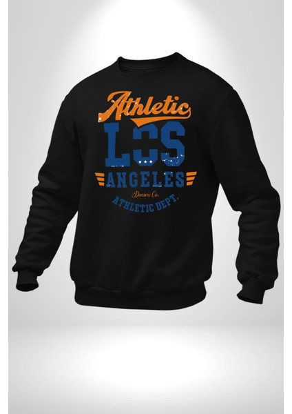 Atletic Los Angeles Erkek Kadın Unisex Dijital Baskılı Siyah Sweatshirt