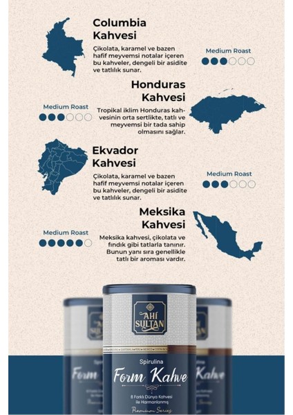 Form Kahvesi 8 Farklı Kahve ve Spirulina Içerikli 100 G +100G modelleri