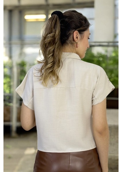 Yagmur Beren Yaka Dantelli Tasarım Gömlek fiyatları