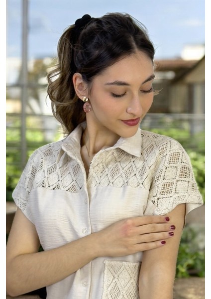 Yagmur Beren Yaka Dantelli Tasarım Gömlek fırsatları