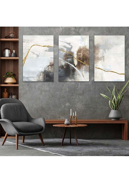 Soyut Desen 3'lü Mdf Tablo Set