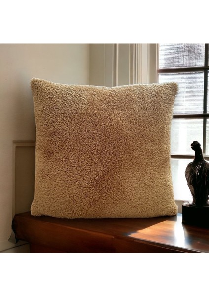 Tekno Trust Çift Taraflı Kuzu Peluş Teddy Puffy Polar Dekoratif Kırlent Kılıfı(Puffy-03)