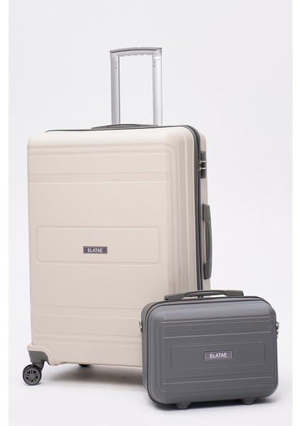 Premium Polipropilen Kırılmaz 2'li Valiz Seti Büyük Boy ve Makyaj 2'li Set V305