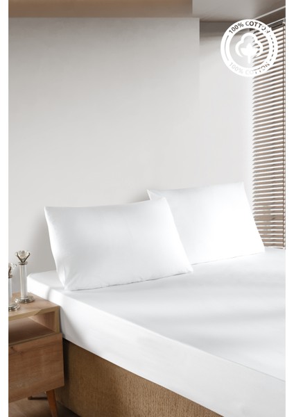 Cemeteks Firuze %100 Pamuk Doğal Çift Kişilik Ranforce Kumaş Lastikli Çarşaf + Yastık Kılıfı Seti /160X200/180X200/ 30CM Yükseklik fiyatları
