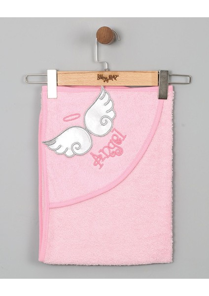 %100 Pamuk Yenidoğan Bebek Kundak Nakışlı Banyo Havlu Pembe