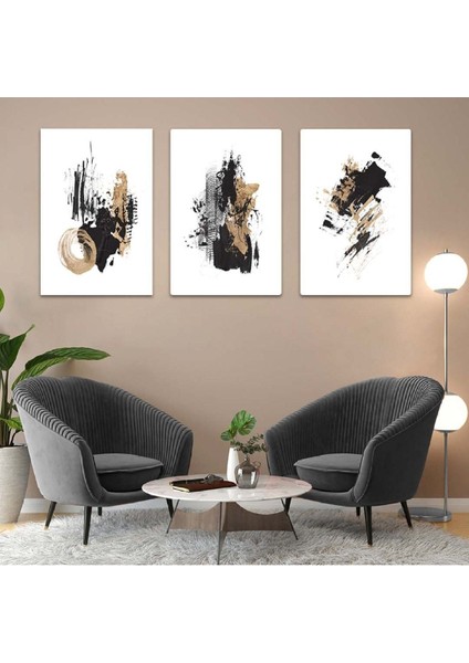 Soyut Desen Şekiller 3'lü Mdf Tablo Set fiyatları
