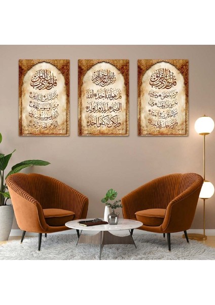 Dini Ayet 3'lü Mdf Tablo Set