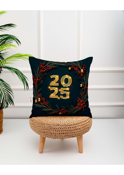 Yılbaşı Temalı 2025 Desenli Dijital Baskılı Koltuk Yastık Kırlent Kılıfı fiyatları