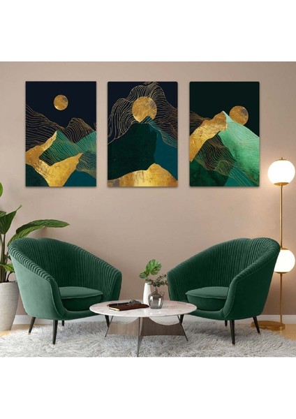 Soyut Desen Dağ 3'lü Mdf Tablo Set fiyatları