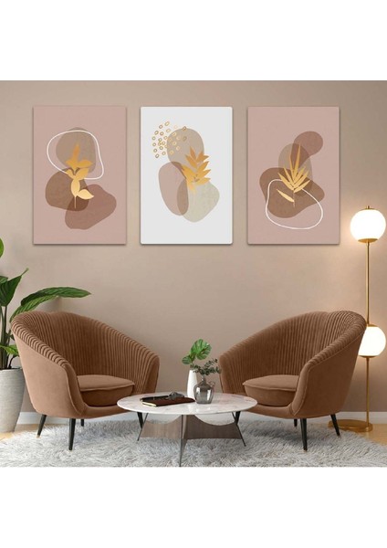 Soyut Desen Şekiller 3'lü Mdf Tablo Set fiyatları