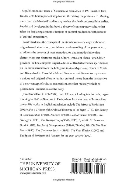 Simulacra And Simulation - Jean Baudrillard fiyatları