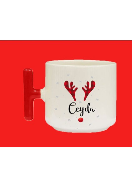 Yeni Yıla Özel C Harfli İsimli Basılı T Kulplu Latte Kupa