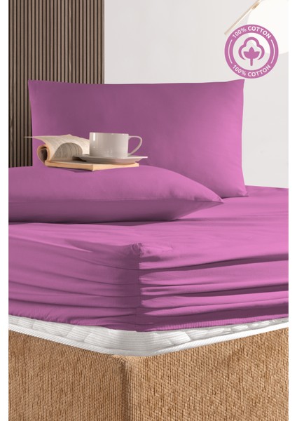 Cemeteks Firuze %100 Pamuk Doğal Tek Kişilik Ranforce Kumaş Lastikli Çarşaf + Yastık Kılıfı Seti /100X200/120X200/ 30CM Yükseklik