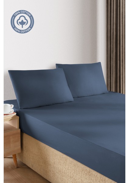 Cemeteks Firuze %100 Pamuk Doğal Tek Kişilik Ranforce Kumaş Lastikli Çarşaf + Yastık Kılıfı Seti /100X200/120X200/ 30CM Yükseklik fiyatları