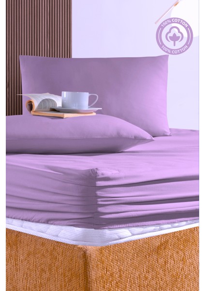 Cemeteks Firuze %100 Pamuk Doğal Tek Kişilik Ranforce Kumaş Lastikli Çarşaf + Yastık Kılıfı Seti /100X200/120X200/ 30CM Yükseklik