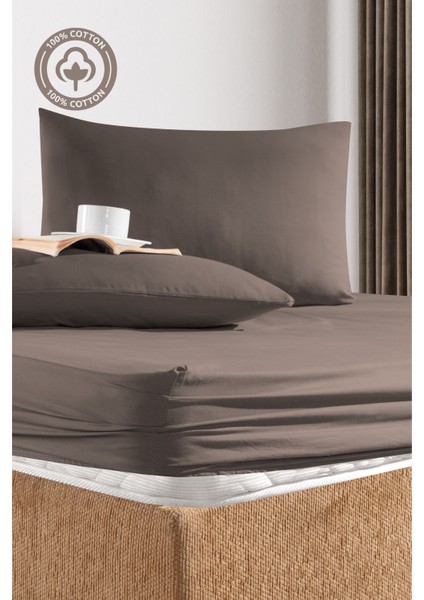 Cemeteks Firuze %100 Pamuk Doğal Tek Kişilik Ranforce Kumaş Lastikli Çarşaf + Yastık Kılıfı Seti /100X200/120X200/ 30CM Yükseklik